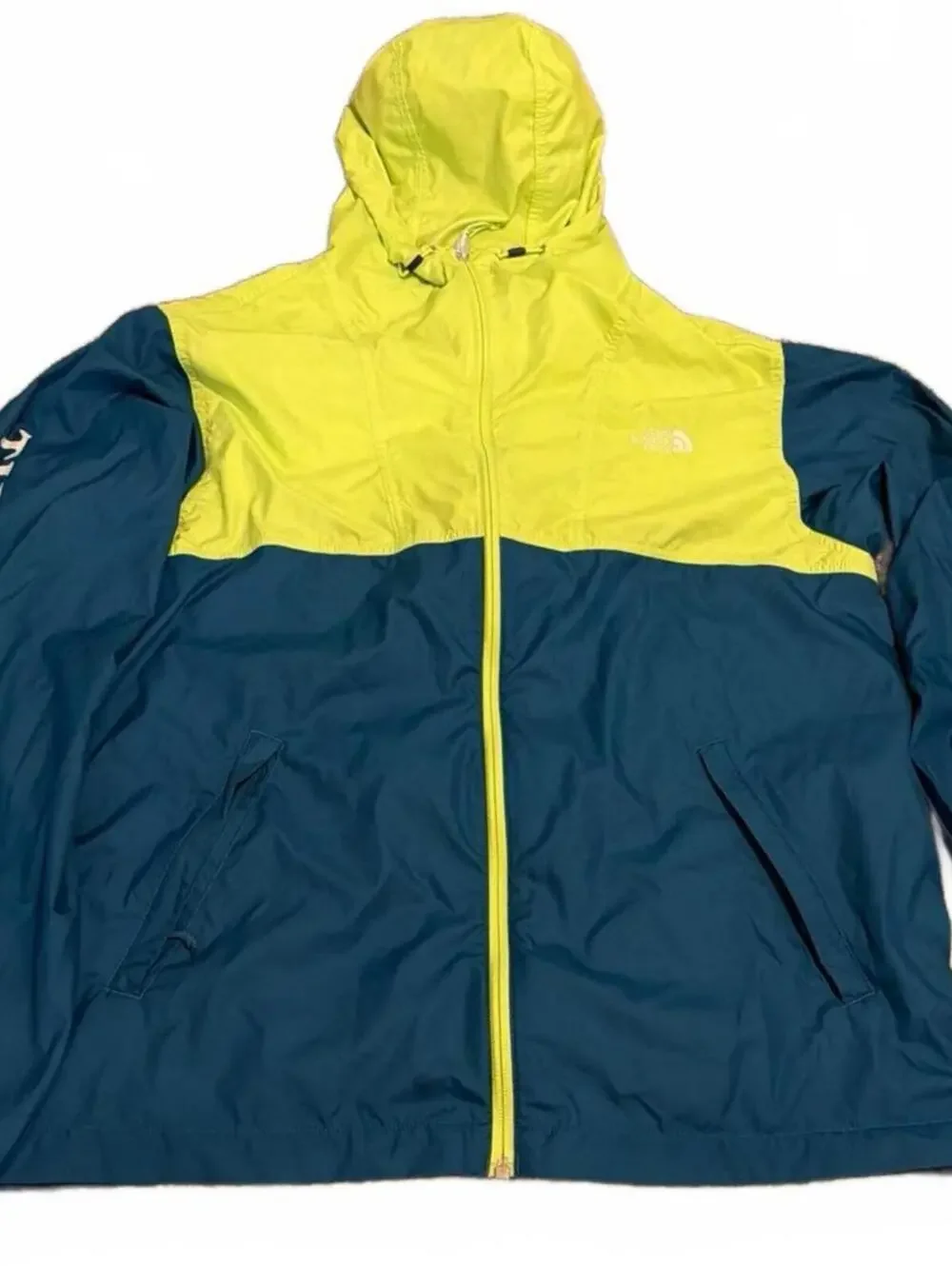 The North Face Windbreaker Jacket Blue Yellow Mens Medium